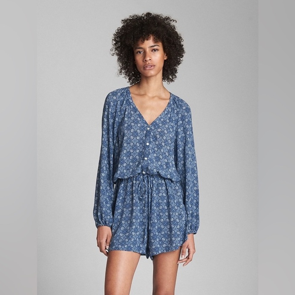 GAP Long Sleeve Button Front Romper